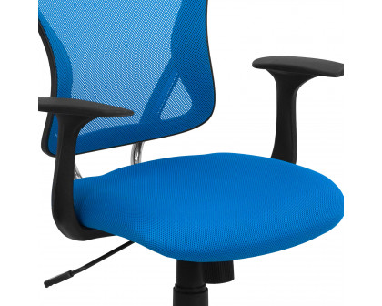 BLNK Alfred Mid-Back Mesh Swivel Task Office Chair with Chrome Base and Arms - Blue