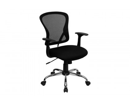 BLNK Alfred Mid-Back Mesh Swivel Task Office Chair with Chrome Base and Arms