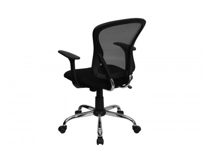 BLNK Alfred Mid-Back Mesh Swivel Task Office Chair with Chrome Base and Arms - Black