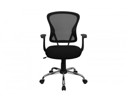 BLNK Alfred Mid-Back Mesh Swivel Task Office Chair with Chrome Base and Arms - Black