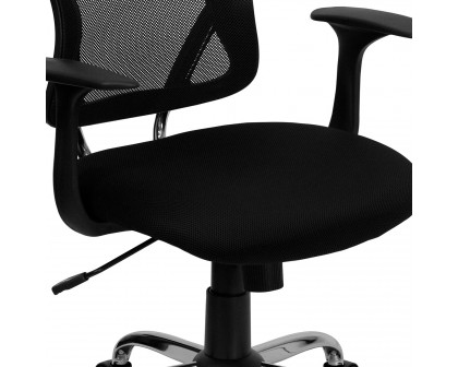 BLNK Alfred Mid-Back Mesh Swivel Task Office Chair with Chrome Base and Arms - Black