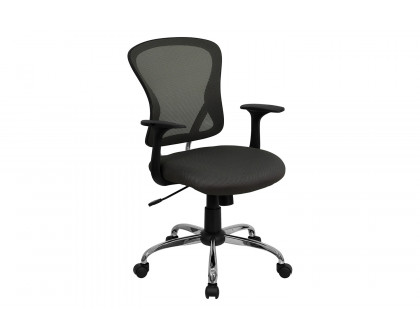 BLNK Alfred Mid-Back Mesh Swivel Task Office Chair with Chrome Base and Arms - Dark Gray