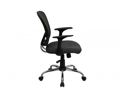 BLNK Alfred Mid-Back Mesh Swivel Task Office Chair with Chrome Base and Arms - Dark Gray