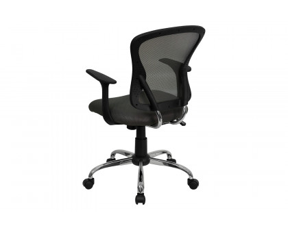 BLNK Alfred Mid-Back Mesh Swivel Task Office Chair with Chrome Base and Arms - Dark Gray