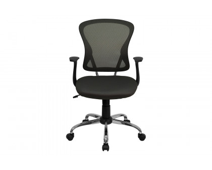 BLNK Alfred Mid-Back Mesh Swivel Task Office Chair with Chrome Base and Arms - Dark Gray