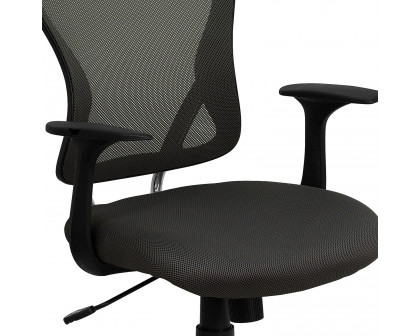 BLNK Alfred Mid-Back Mesh Swivel Task Office Chair with Chrome Base and Arms - Dark Gray