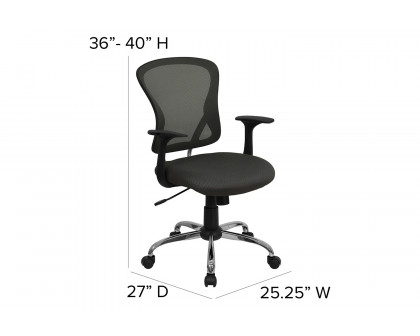 BLNK Alfred Mid-Back Mesh Swivel Task Office Chair with Chrome Base and Arms - Dark Gray