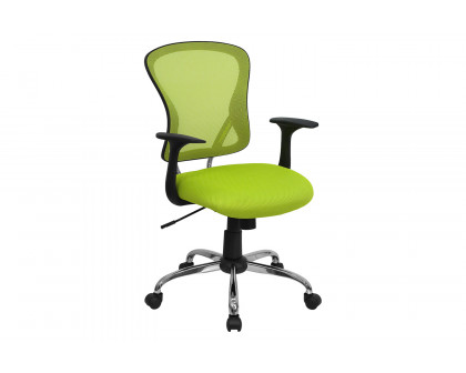 BLNK Alfred Mid-Back Mesh Swivel Task Office Chair with Chrome Base and Arms - Green