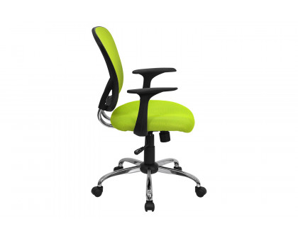 BLNK Alfred Mid-Back Mesh Swivel Task Office Chair with Chrome Base and Arms - Green