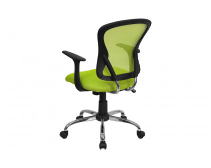 BLNK Alfred Mid-Back Mesh Swivel Task Office Chair with Chrome Base and Arms - Green