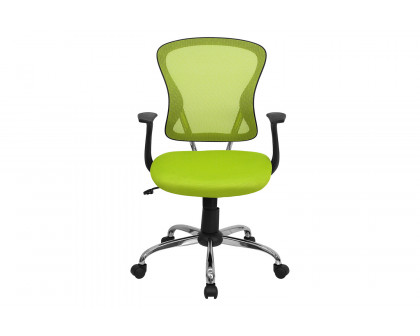 BLNK Alfred Mid-Back Mesh Swivel Task Office Chair with Chrome Base and Arms - Green