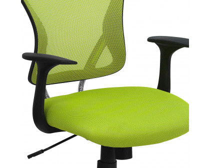 BLNK Alfred Mid-Back Mesh Swivel Task Office Chair with Chrome Base and Arms - Green