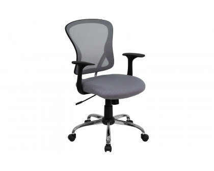 BLNK Alfred Mid-Back Mesh Swivel Task Office Chair with Chrome Base and Arms - Gray