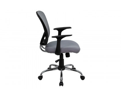 BLNK Alfred Mid-Back Mesh Swivel Task Office Chair with Chrome Base and Arms - Gray