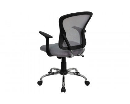 BLNK Alfred Mid-Back Mesh Swivel Task Office Chair with Chrome Base and Arms - Gray