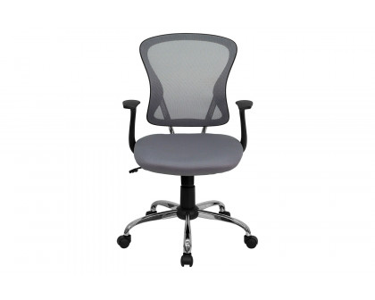 BLNK Alfred Mid-Back Mesh Swivel Task Office Chair with Chrome Base and Arms - Gray