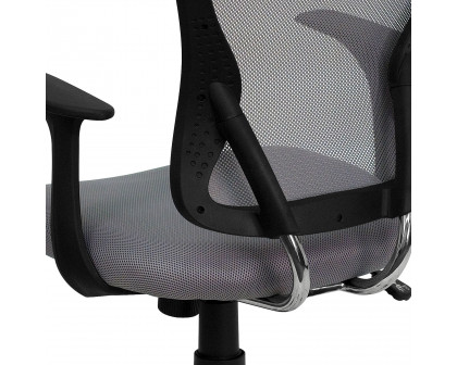 BLNK Alfred Mid-Back Mesh Swivel Task Office Chair with Chrome Base and Arms - Gray