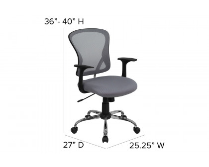 BLNK Alfred Mid-Back Mesh Swivel Task Office Chair with Chrome Base and Arms - Gray