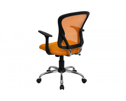 BLNK Alfred Mid-Back Mesh Swivel Task Office Chair with Chrome Base and Arms - Orange