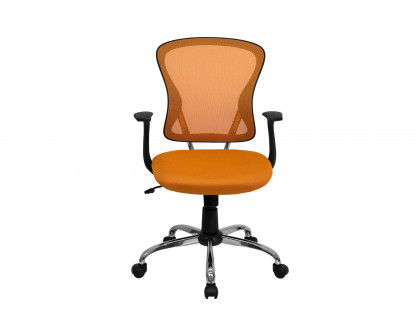 BLNK Alfred Mid-Back Mesh Swivel Task Office Chair with Chrome Base and Arms - Orange