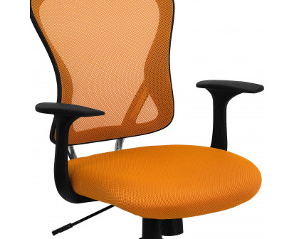 BLNK Alfred Mid-Back Mesh Swivel Task Office Chair with Chrome Base and Arms - Orange