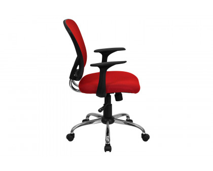 BLNK Alfred Mid-Back Mesh Swivel Task Office Chair with Chrome Base and Arms - Red