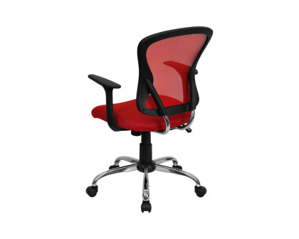 BLNK Alfred Mid-Back Mesh Swivel Task Office Chair with Chrome Base and Arms - Red