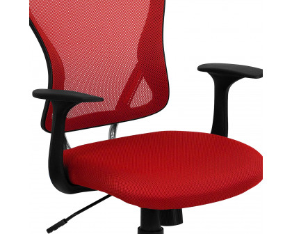 BLNK Alfred Mid-Back Mesh Swivel Task Office Chair with Chrome Base and Arms - Red