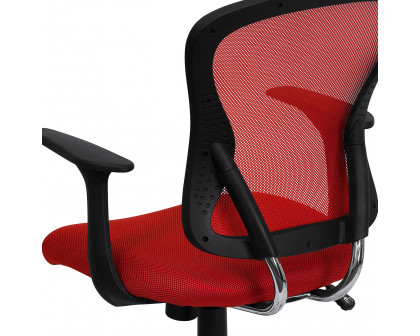 BLNK Alfred Mid-Back Mesh Swivel Task Office Chair with Chrome Base and Arms - Red