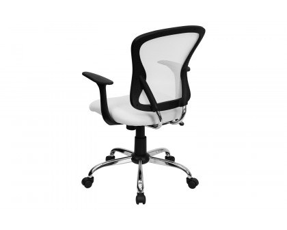 BLNK Alfred Mid-Back Mesh Swivel Task Office Chair with Chrome Base and Arms - White