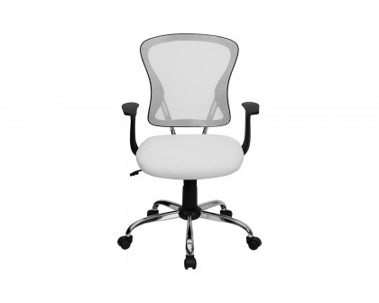 BLNK Alfred Mid-Back Mesh Swivel Task Office Chair with Chrome Base and Arms - White