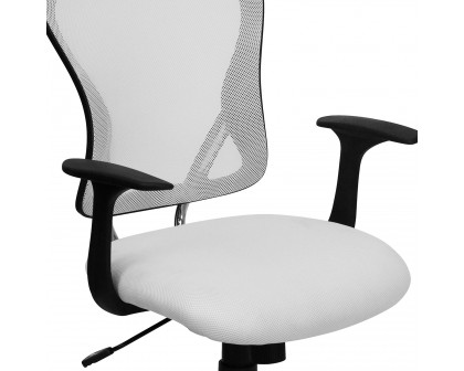 BLNK Alfred Mid-Back Mesh Swivel Task Office Chair with Chrome Base and Arms - White