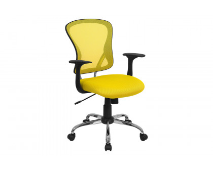 BLNK Alfred Mid-Back Mesh Swivel Task Office Chair with Chrome Base and Arms - Yellow