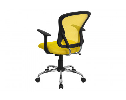 BLNK Alfred Mid-Back Mesh Swivel Task Office Chair with Chrome Base and Arms - Yellow