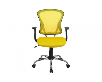 BLNK Alfred Mid-Back Mesh Swivel Task Office Chair with Chrome Base and Arms - Yellow