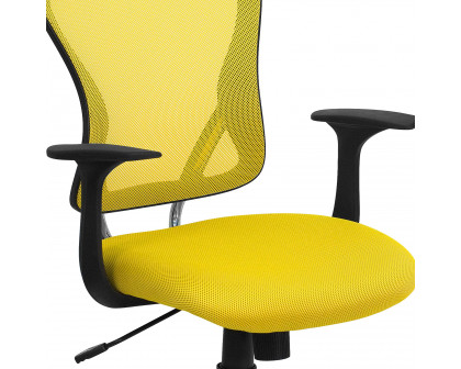 BLNK Alfred Mid-Back Mesh Swivel Task Office Chair with Chrome Base and Arms - Yellow