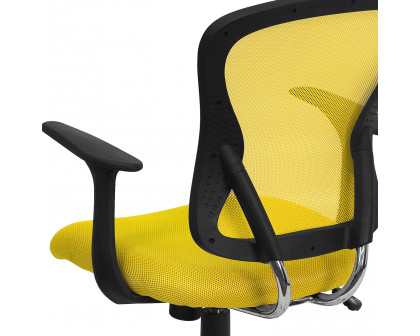 BLNK Alfred Mid-Back Mesh Swivel Task Office Chair with Chrome Base and Arms - Yellow