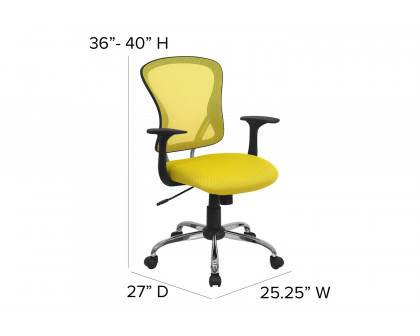 BLNK Alfred Mid-Back Mesh Swivel Task Office Chair with Chrome Base and Arms - Yellow