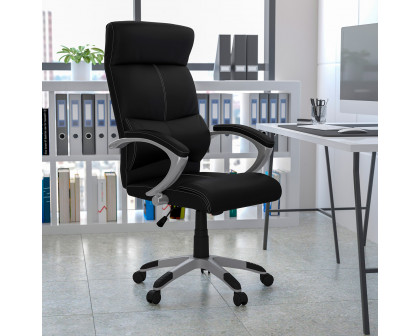 BLNK - Karen LeatherSoft High-Back Executive Swivel Office Chair with Curved Headrest and White Line Stitching