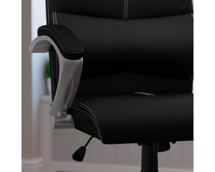 BLNK - Karen LeatherSoft High-Back Executive Swivel Office Chair with Curved Headrest and White Line Stitching