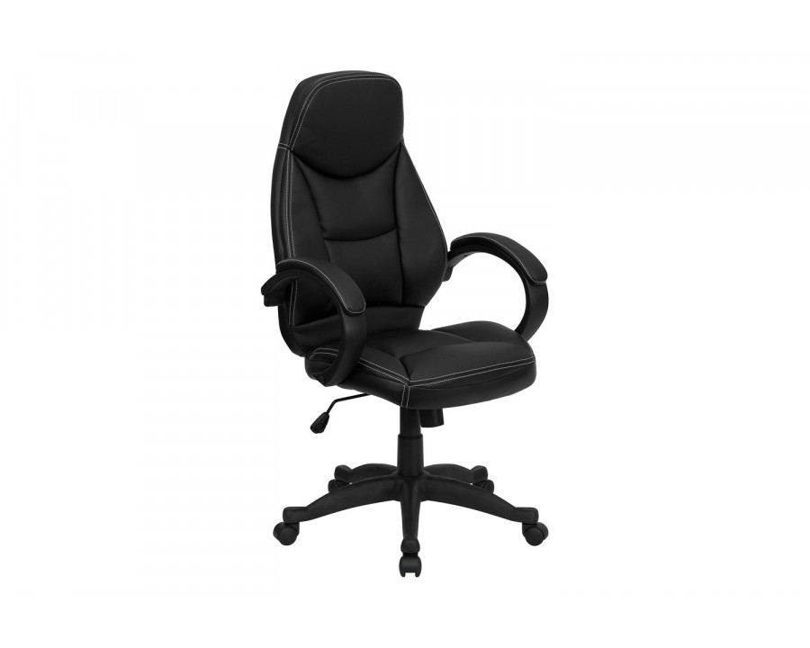 BLNK - Leonard LeatherSoft High-Back Contemporary Executive Swivel Ergonomic Office Chair with Curved Back and Loop Arms