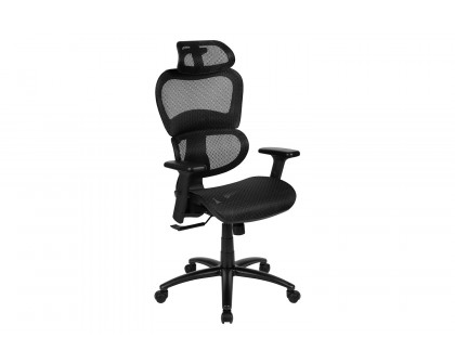 BLNK LO Ergonomic Mesh Office Chair with 2-to-1 Synchro-Tilt, Adjustable Headrest, Lumbar Support, and Adjustable Pivot Arms - Black