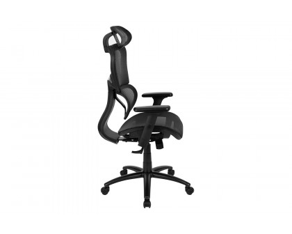 BLNK LO Ergonomic Mesh Office Chair with 2-to-1 Synchro-Tilt, Adjustable Headrest, Lumbar Support, and Adjustable Pivot Arms - Black