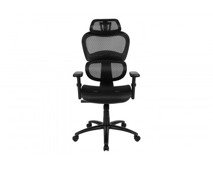 BLNK LO Ergonomic Mesh Office Chair with 2-to-1 Synchro-Tilt, Adjustable Headrest, Lumbar Support, and Adjustable Pivot Arms - Black