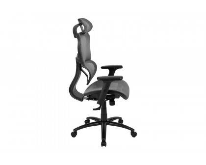 BLNK LO Ergonomic Mesh Office Chair with 2-to-1 Synchro-Tilt, Adjustable Headrest, Lumbar Support, and Adjustable Pivot Arms - Gray