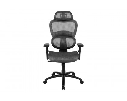 BLNK LO Ergonomic Mesh Office Chair with 2-to-1 Synchro-Tilt, Adjustable Headrest, Lumbar Support, and Adjustable Pivot Arms - Gray