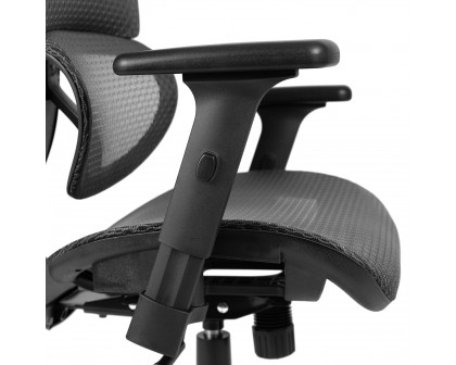 BLNK LO Ergonomic Mesh Office Chair with 2-to-1 Synchro-Tilt, Adjustable Headrest, Lumbar Support, and Adjustable Pivot Arms - Gray