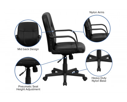 BLNK - Paulson Glove Vinyl Mid-Back Executive Swivel Office Chair with Arms