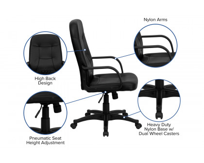 BLNK - Holly Glove Vinyl High-Back Executive Swivel Office Chair with Arms