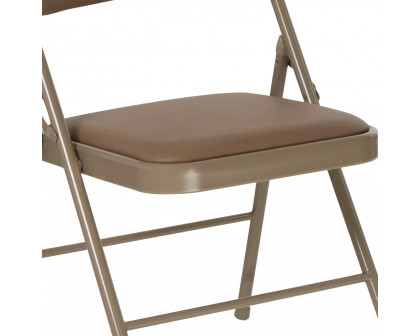 BLNK™ HERCULES Series Vinyl Double Braced Folding Chair - Beige